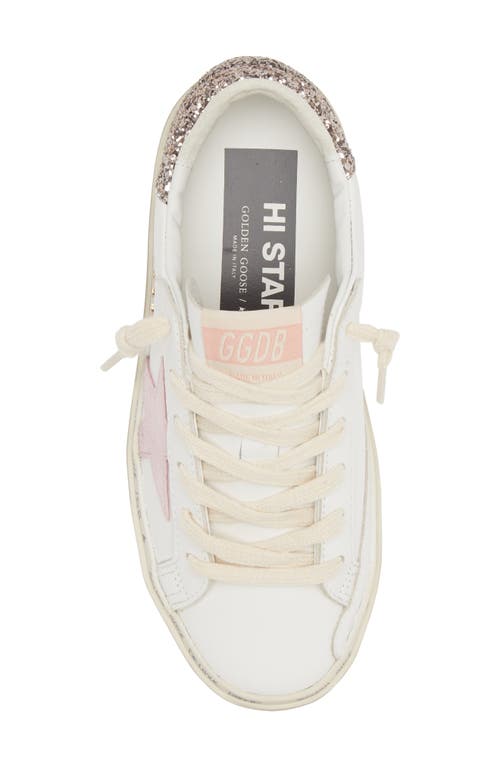 Golden Goose Unisex Hi Star Lace Up Sneakers In White/pink