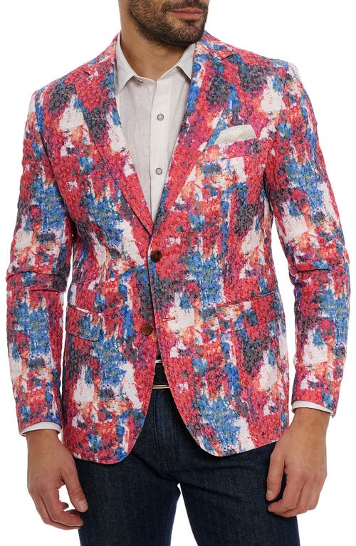 Shop Robert Graham Eagan Floral Embroidered Cotton Blend Sport Coat In Red Multi