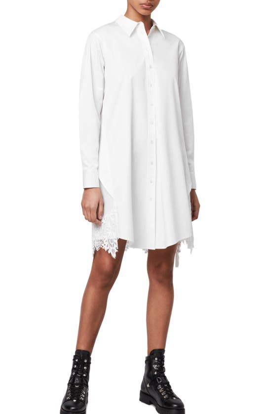 ALLSAINTS Iris Lace Pleated-Back Shirt Dress