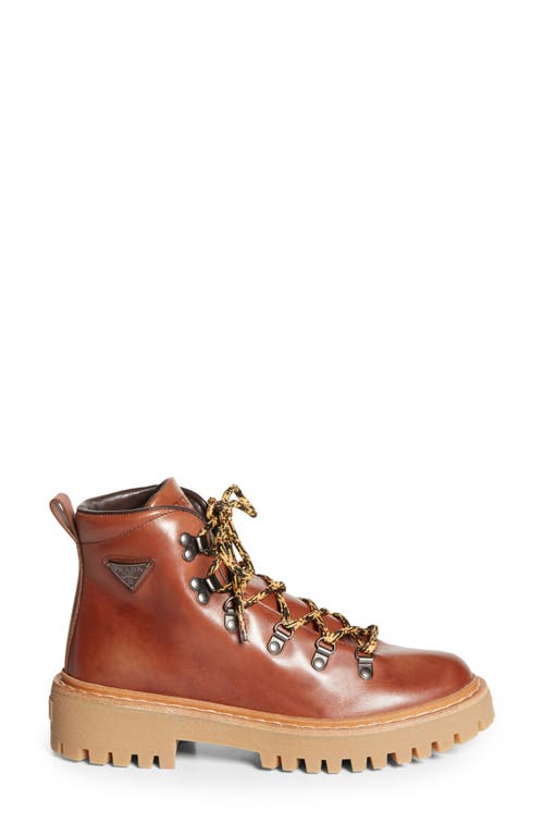 Shop Prada St. Moritz Hiking Boot In Cognac