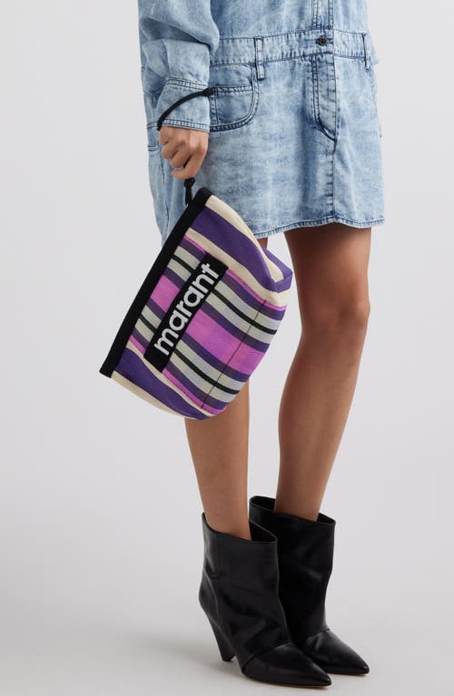 Shop Isabel Marant Powden Stripe Nylon Pouch In Purple