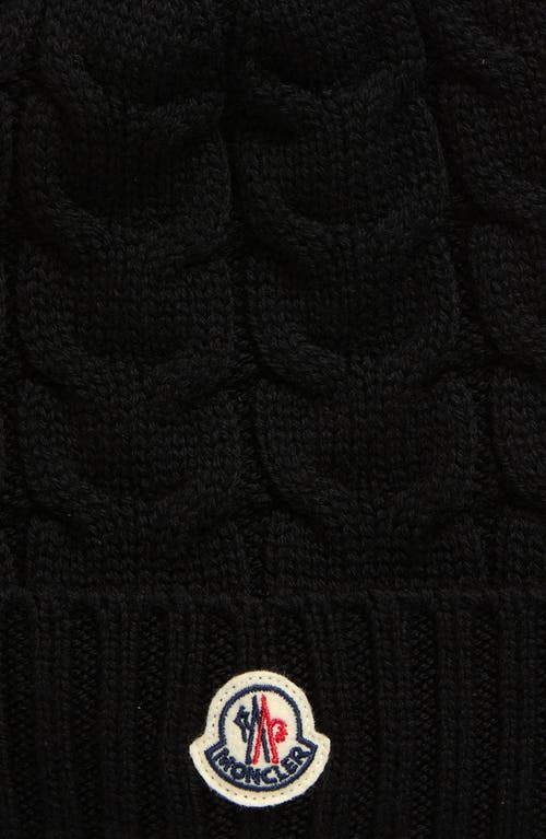 Moncler Kids' Logo Patch Wool Beanie In Black
