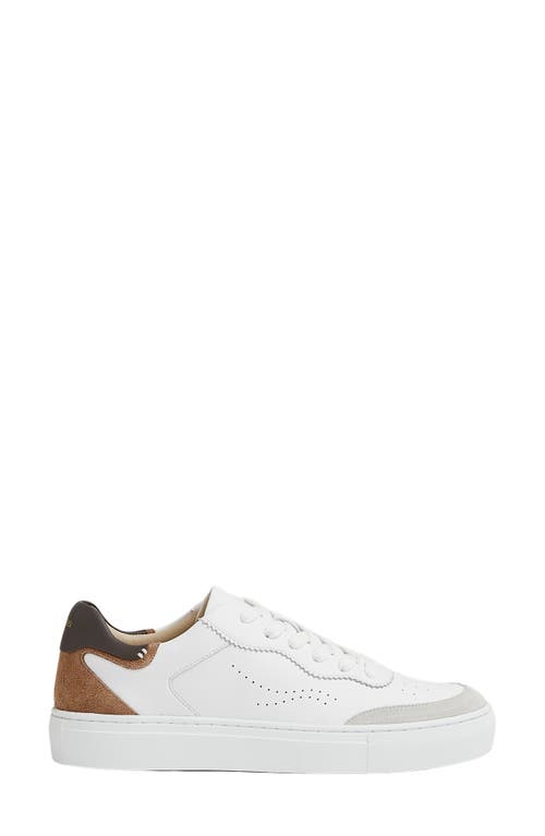 Shop Reiss Amanda Sneaker In Chocolate/white