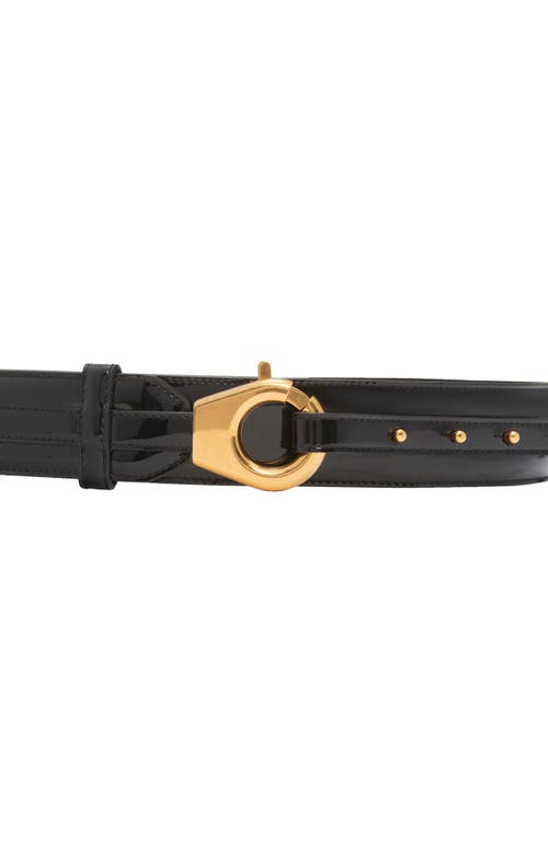 Shop Tom Ford Clasp Patent Leather Belt In 1n001 Black