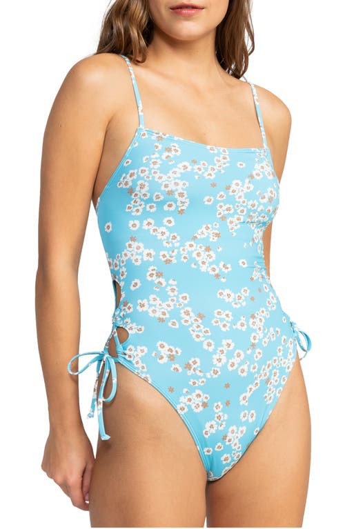 Beach Classic Lace-Up One-Piece Swimsuit in Maui Blue Margarita