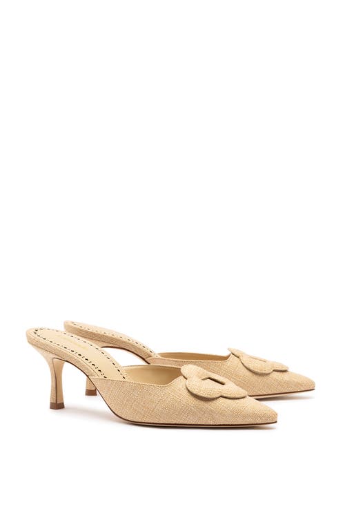 Shop Larroude Larroudé Flora Pump In Beige Raffia