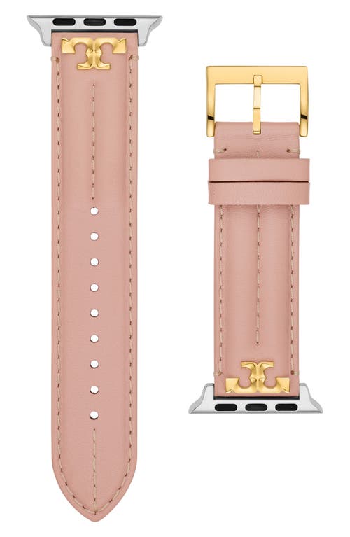 Tory Burch Kira Leather Apple Watch® Watchband In Pink
