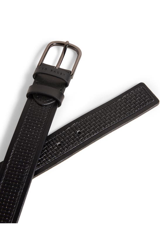 Ted Baker Mens Black Branded Woven Leather Belt ModeSens