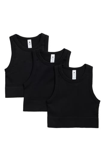 90 Degree By Reflex 3-pack Seamless Ribbed Crop Tank Tops In Black