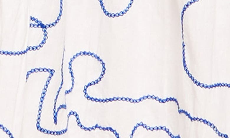 Shop Ciebon Colleen Embroidered Belted Midi Shirtdress In White Blue