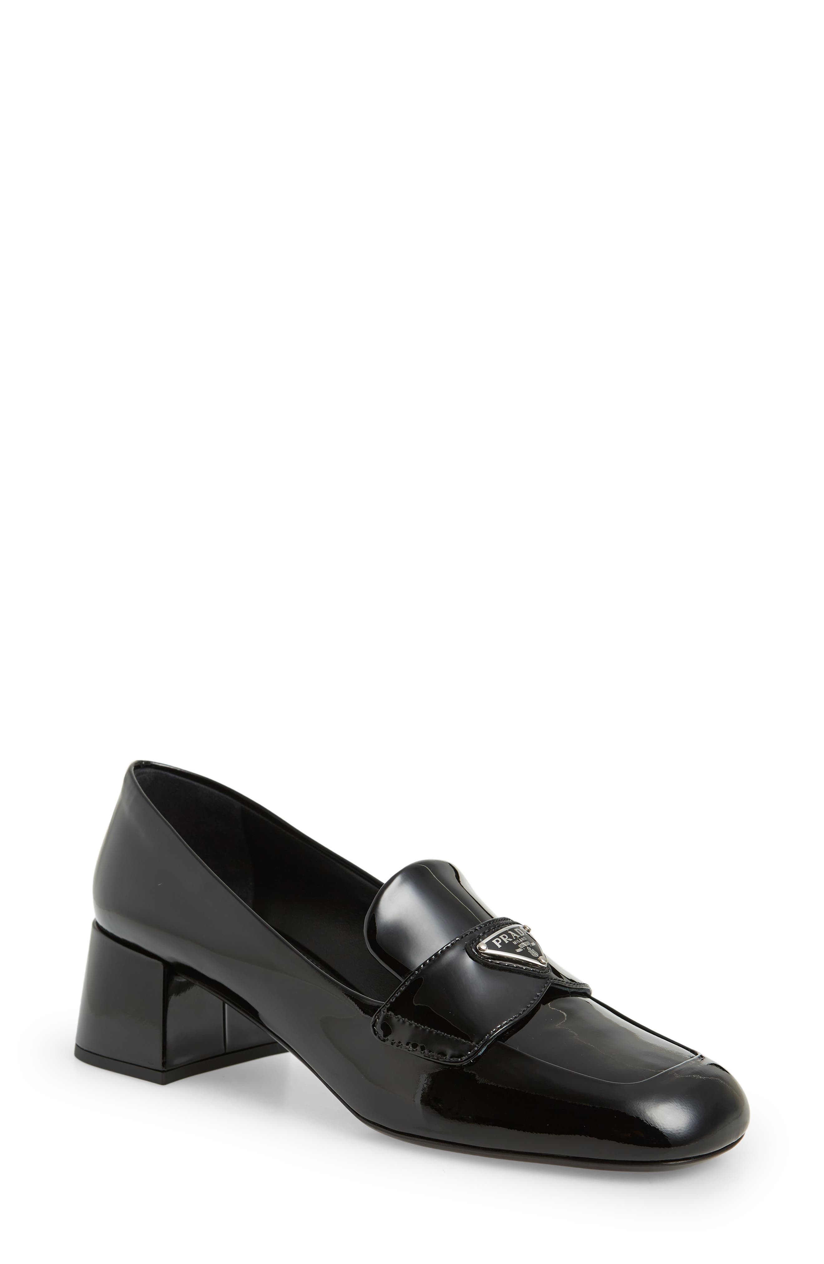 prada chain link loafer pump