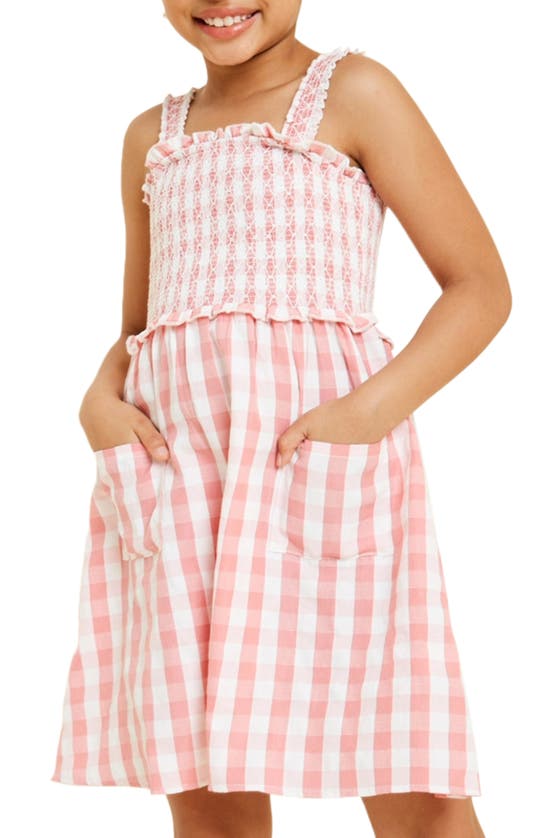 Shop Hayden Girls Kids' Checker Print Smocked Dress In Pink