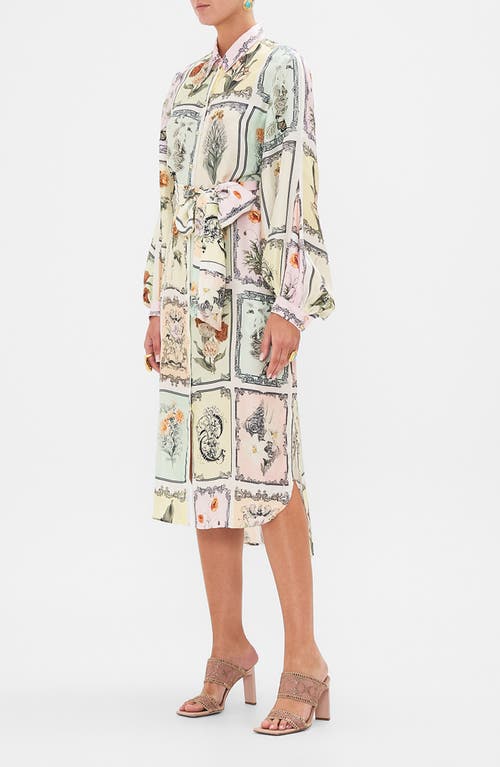 Shop Camilla Long Live Letterpress Long Sleeve Silk Midi Shirtdress