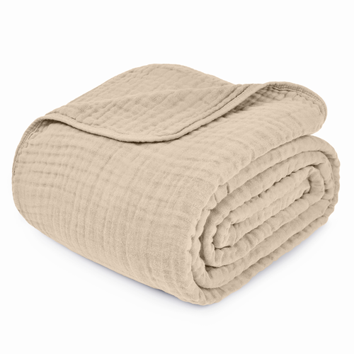 Shop Comfy Cubs Adult Muslin Blanket In Sand