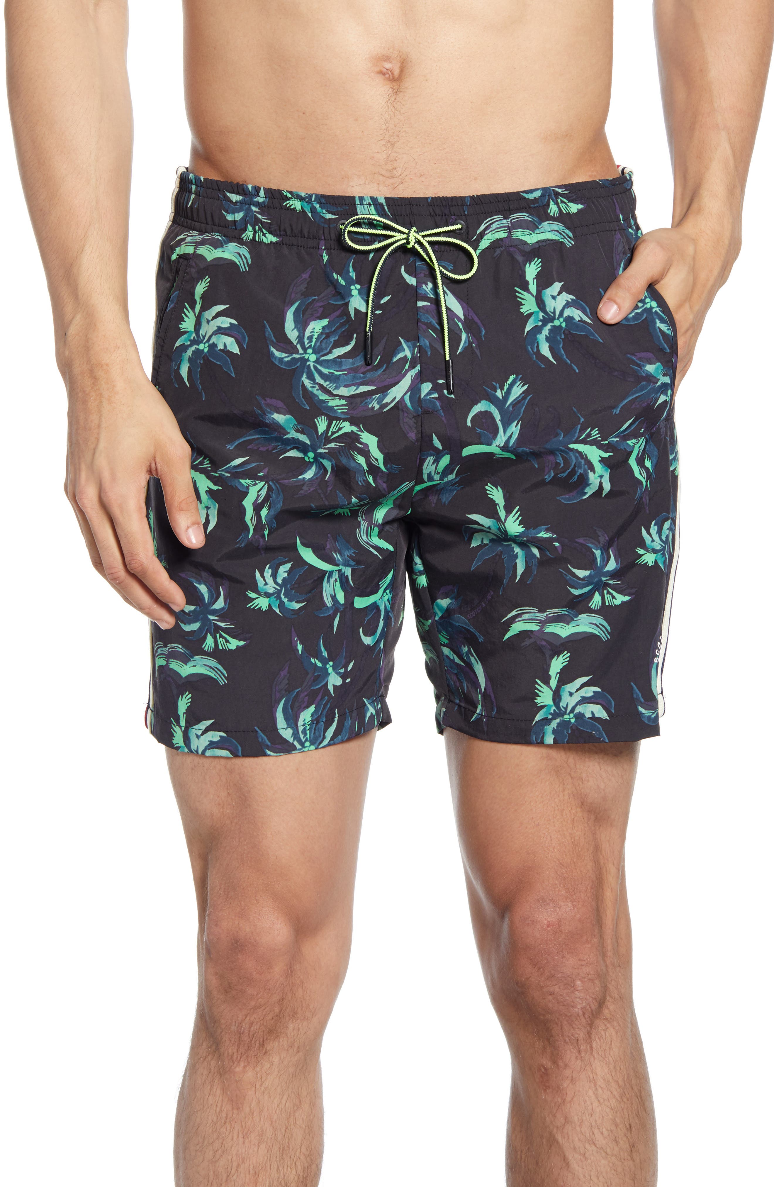 Scotch & Soda Print Swim Trunks, Blue