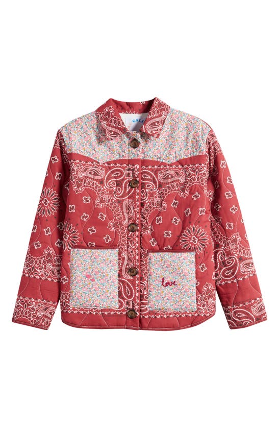 Shop Call It By Your Name X Liberty London Mixed Print Quilted Jacket In Bordeaux