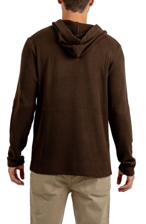 Rainforest Cabin Waffle Knit Hoodie In Dark Brown