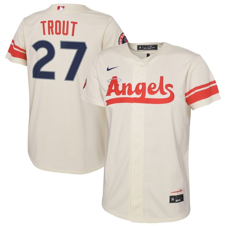 Nike Kids' Youth Mike Trout Cream Los Angeles Angels 2022 City Connect ...
