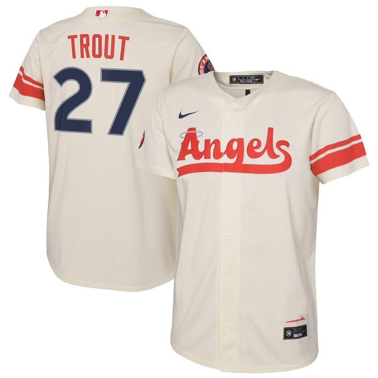 Nike Kids' Youth Mike Trout Cream Los Angeles Angels 2022 City Connect