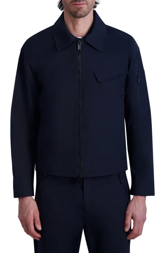 Shop Karl Lagerfeld Zip-up Work Jacket In Navy