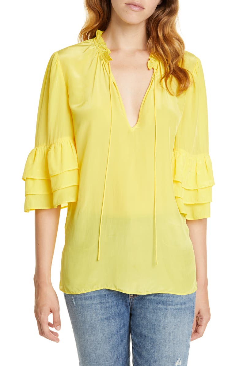 ALICE + OLIVIA Julius Tier Sleeve Tunic, Main, color, CITRUS
