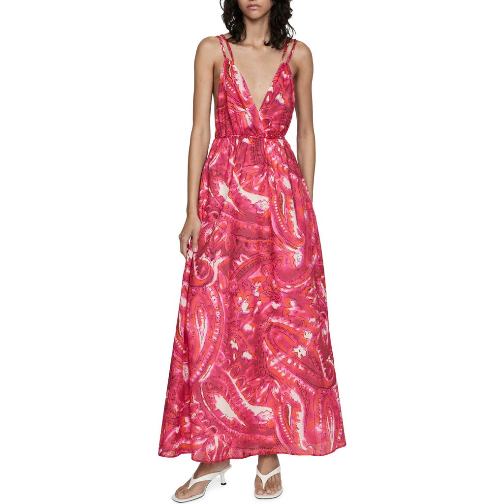 MANGO MANGO STRAPPY OPEN BACK COTTON MAXI SUNDRESS