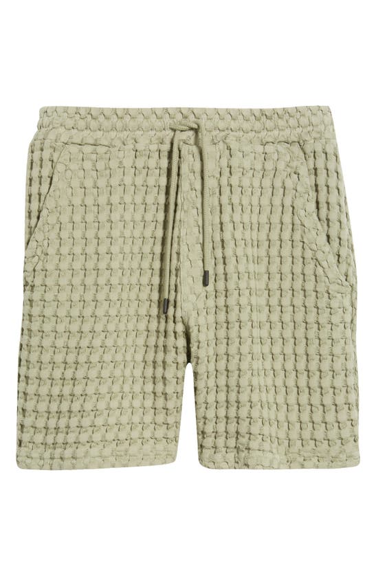 Shop Oas Porto Waffle Knit Cotton Shorts In Green