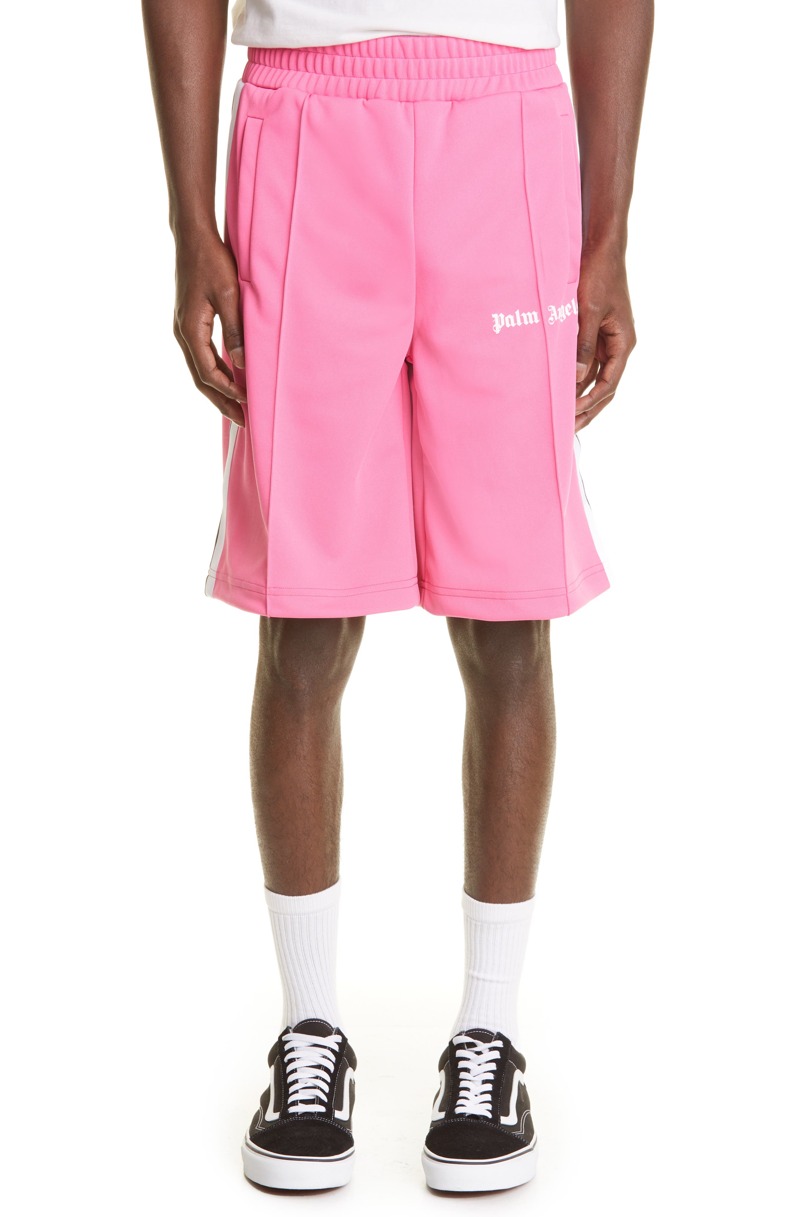 Palm Angels Classic Logo Track Shorts in Fuchsia White at Nordstrom, Size Xx-Large