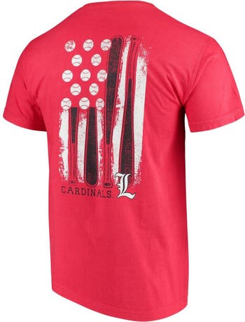 Men's Red Louisville Cardinals Baseball Flag Comfort Colors T-Shirt
