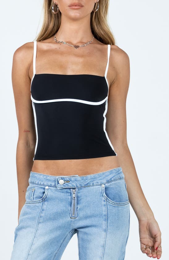 Princess Polly Maidenwell Contrast Crop Camisole In Black