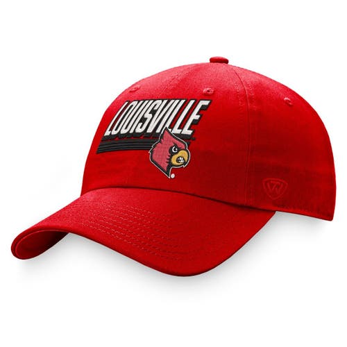 Men's Top of the World Red Louisville Cardinals Slice Adjustable Hat