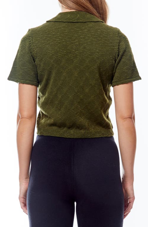 By Design Arizona Short Sleeve Crop Cardigan In Rifle Green