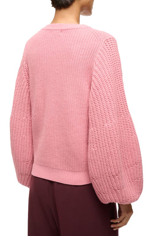 Shop Staud Aura Bishop Sleeve Wool Blend Sweater In Damask Pink