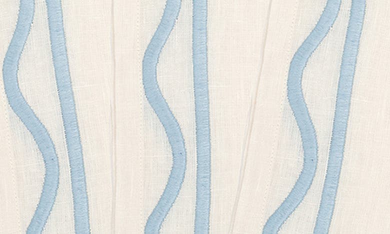 Misette Scalloped Embroidery Linen Napkins Set Of 4 In Color Block Blue