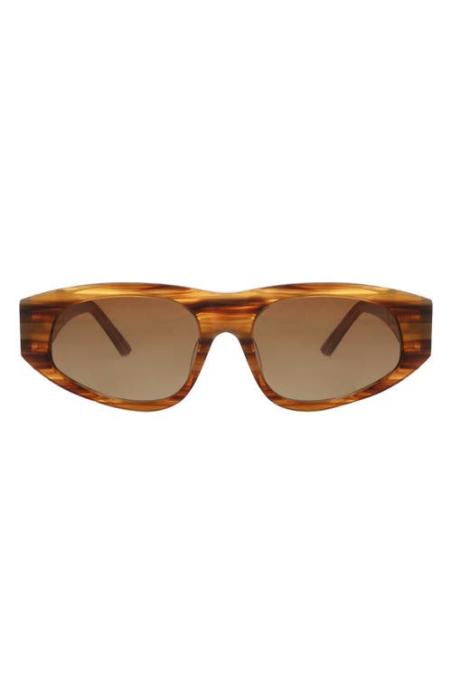 The Gemma Polarized Rectangular Sunglasses in Stripe Honey Tort