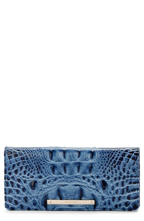 Shop Brahmin 'ady' Croc Embossed Continental Wallet In Blue Serenade