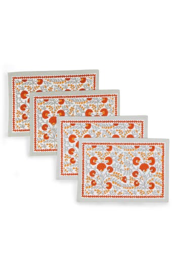 Tiramisu Scarlet Set Of 4 Placemats In Red/grey