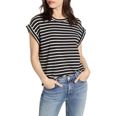 Splendid Stripe Short Sleeve Top, Black