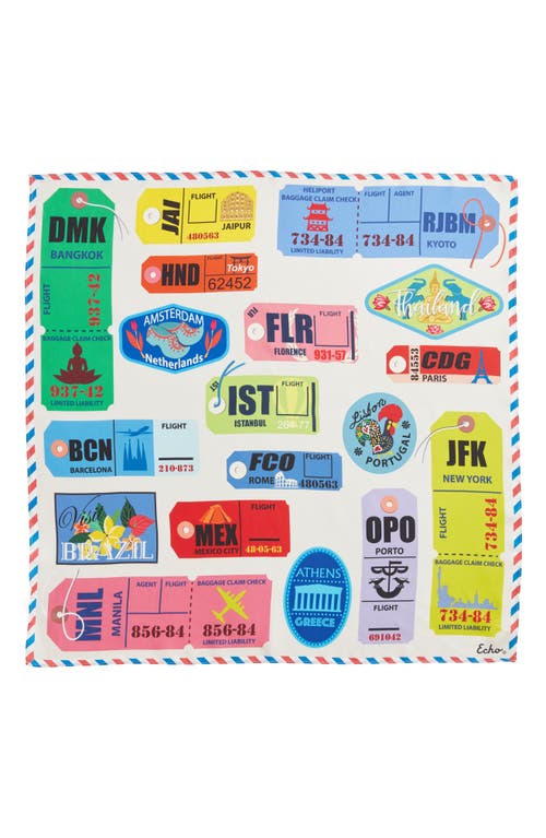 Shop Echo Jet Set Silk Bandana In Luggage Tag Multi