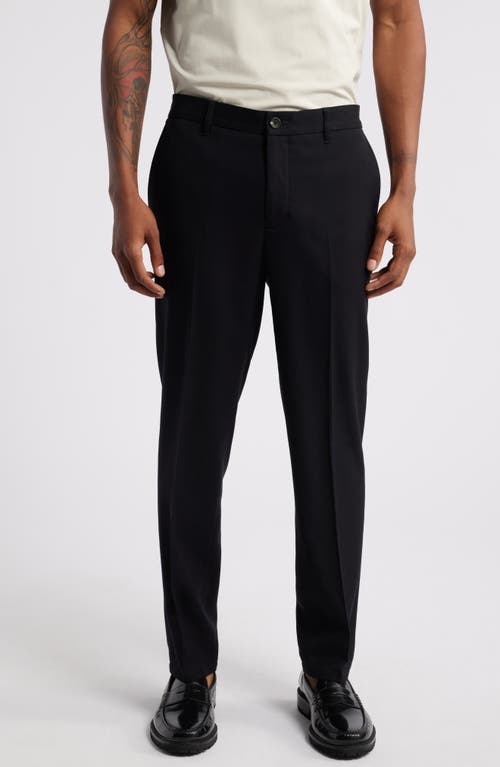 Open Edit Flat Front Elastic Waist Pants In Black