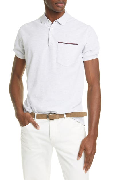Brunello Cucinelli Cotton Polo Shirt In Pearl Grey
