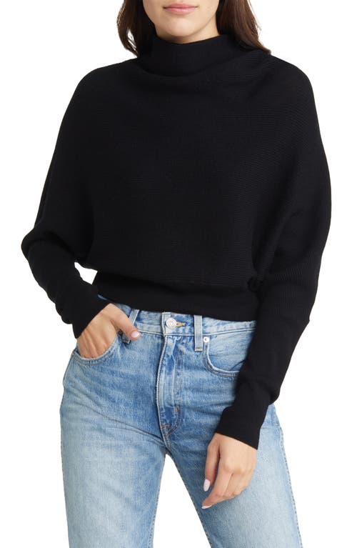 AllSaints Ridley Cowl Neck Wool & Cashmere Crop Sweater in Black