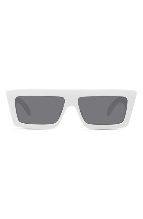 Celine Monochroms 57mm Rectangular Sunglasses In White