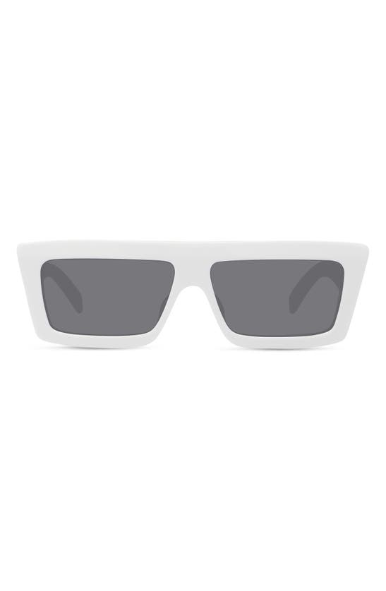 Celine Monochroms 57mm Rectangular Sunglasses In Ivory / Smoke