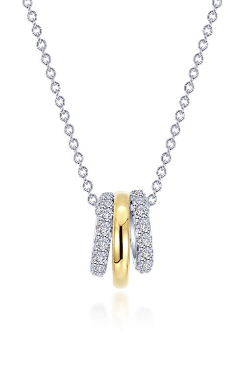Two-Tone Simulated Diamond Tube Charm Necklace in Two Tone