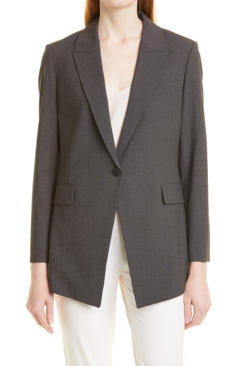 LE SUIT $200 Womens New Gray Heather Straight leg Blazer Pant Suit 6 B+B