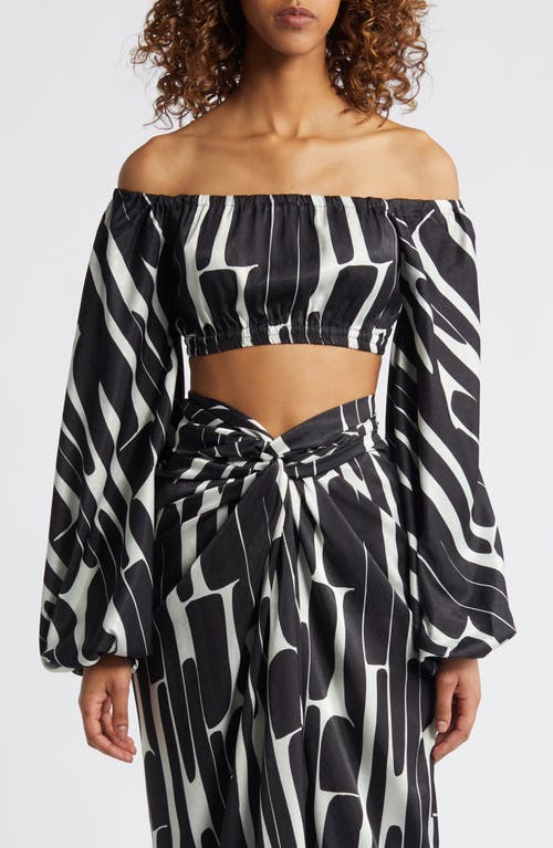 DIARRABLU Naka Off-the-Shoulder Long Sleeve Crop Top Black at Nordstrom,