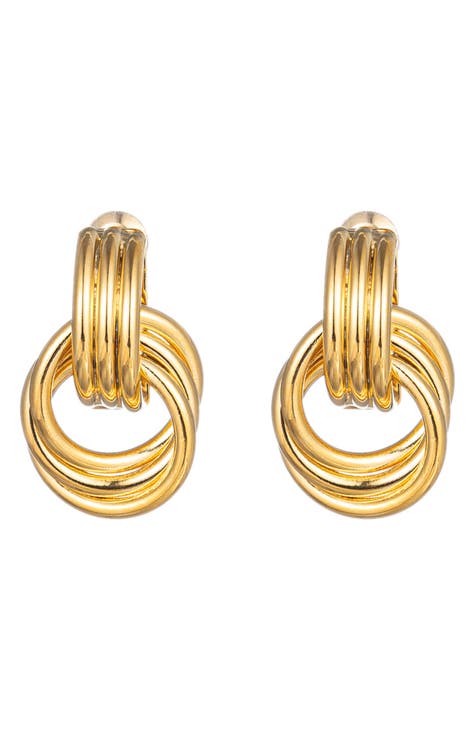 Lisa 24K Gold Plated Open Circle Drop Hoop Earrings