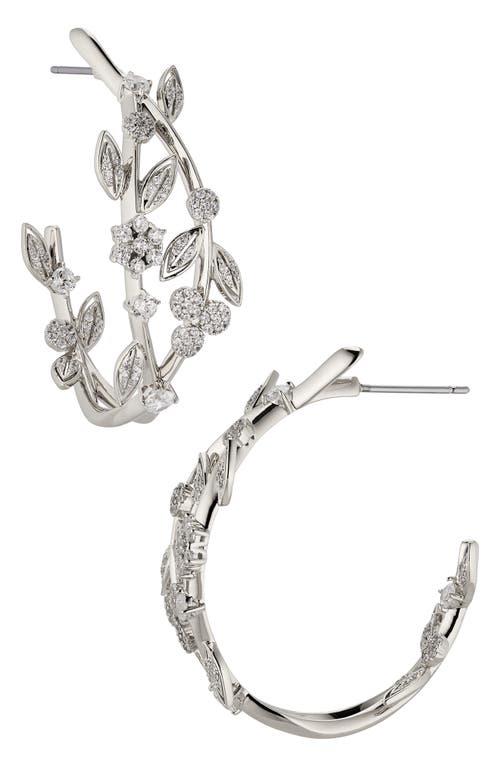 Nadri Midsommer Cubic Zirconia Inside Out Hoop Earrings in Rhodium 