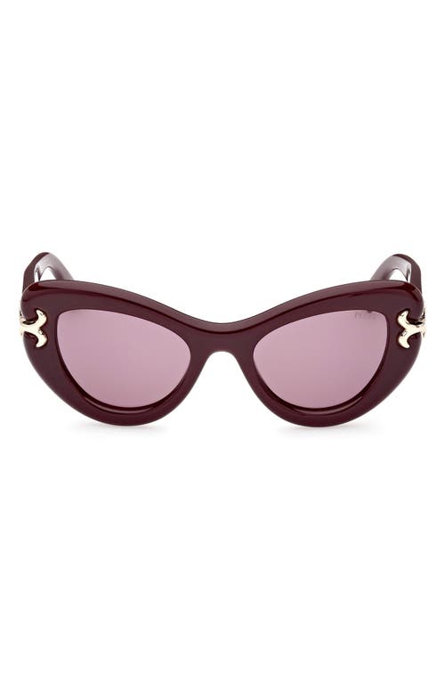 50mm Small Cat Eye Sunglasses in Shiny Violet /Bordeaux